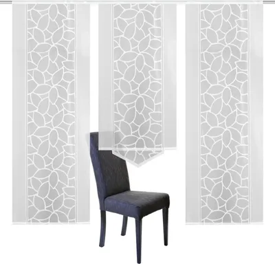 Produktbild von Home Wohnideen Schiebevorhang 3 teiliges Set 225 x 57 cm Muster Y 2 Längen weiß