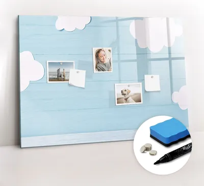 Produktbild von Magnetpinnwand Memoboard - Zubehörsatz - Schwarzer Marker + Schwamm + Magnete - 100 x 70 cm - Kindertafel