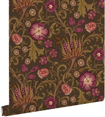 Productafbeelding van ESTAhome behang vintage bloemen donkergroen en paars 50 x 900 cm