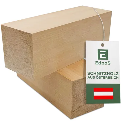 Immagine prodotto di Edpas legno da intaglio in legno di tiglio - Set di 2 blocchi di legno (20x7x7cm) - Grandi blocchi di legno da intaglio in legno di tiglio