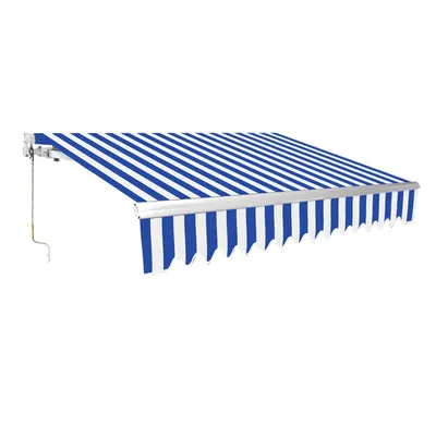 Immagine prodotto di Tenda da sole Clanmacy Tende da sole, tenda a bracci pieghevoli, tenda a manovella, 2,5 x 2 m, protezione solare, anti-UV e impermeabile, angolo di inclinazione fino a 30 gradi, per balcone e veranda, blu bianco