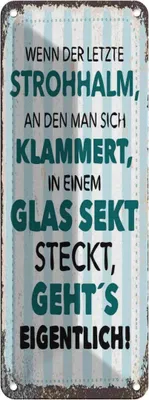 Produktbild von vianmo Blechschild 27x10 cm Wenn der letzte Strohhalman Spruch Zitat