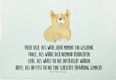 Produktbild von Mr. & Mrs. Panda schneidbrett Corgie - Weiß - Geschenk, Hund, Hackbrett, Motivation, Sprüche, Lebensfroh, Glas-Schneidebrett, Brotzeitplatte, Schneidebrett, Großes