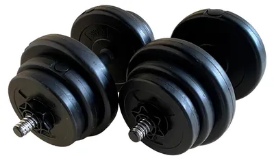 Produktbild von Verstellbares Hantelset 20 kg mit 2 Kurzhantelstangen (25x420 mm) für Krafttraining