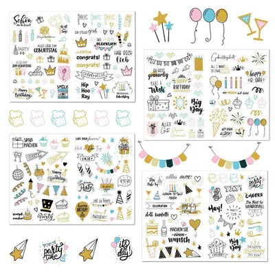 Geburtstagsaufkleber, 4 Bögen, für Scrapbooking & Karten