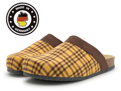 Produktbild von PANTOFFELMANN Kamelhaar Retro-Filzclog mit Korkfußbett & ABS-Filzsohle Herren Damen Filz Clog Hausschuhe Filzpantoffel braun 46