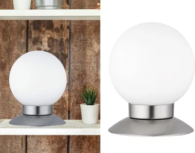 Produktbild von 2er SET LED Tischleuchten Silber Glasschirm Weiß dimmbar Touch Sensor Ø10cm