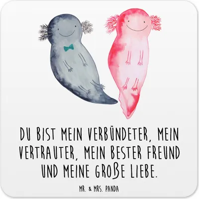 Produktbild von Mr. & Mrs. Panda Untersetzer für Gläser Axolotl Freundin 15er Set - Weiß - Geschenk, Tischuntersetzer, Getränkeuntersetzer, glücklich, Coaster, Valentinstag, Design