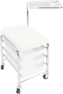Image de Chariot à outils pour manucure et pédicure - Chariot de salon - Structure métallique - Autonome - Pour le rangement des outils - Blanc