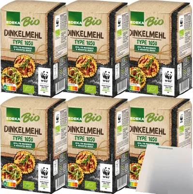 Produktbild von Edeka Dinkelmehl Type 1050 ideal für Mischbrote und herzhaftes Gebäck 6er Pack (6x1kg Packung) + usy Block