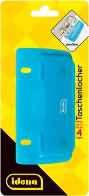 Produktbild von Idena 22100 - Taschenlocher, Lochung bis zu 4 Blatt, blau transparent, 1 Stück