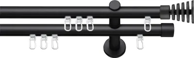 Produktbild von SN Deco Gardinenstange Innenlauf Gap, 19 mm, 2-läufig, Stahl, Komplett-Set mit Ringen, Profilträger, 320 cm, schwarz