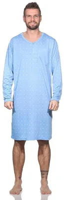 Produktbild von Herren Nachthemd langarm Sleepshirt; Hellblau/M