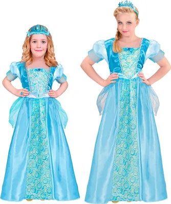 Produktbild von Blaue Schneeprinzessin mit Diadem Kinderkostüm Größe: S/128