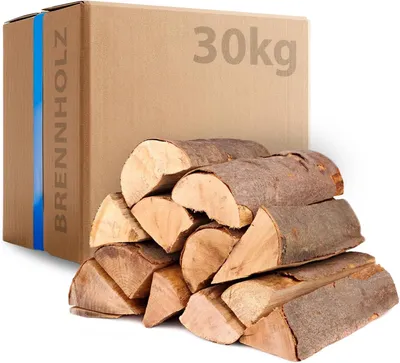 Produktbild von Brennholz Fichte 30 kg – Kammergetrocknet, 30 cm Kammergetrocknet, Restfeuchte unter 18 % – 30 cm Scheit, raucharm und sauber, für Kamin, Feuerschale