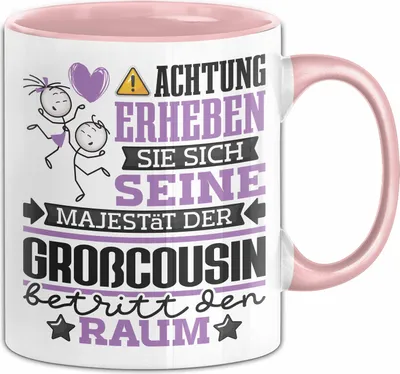 Produktbild von Großcousin Geschenk Tasse Lustiger Spruch Erheben Sie Sich Der Großcousin Betritt den Raum (Rosa)