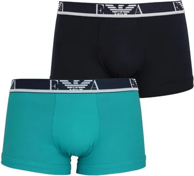 Produktbild von EMPORIO ARMANI Neu 2 Pack Herren Boxershorts stretch Baumwolle Gr. XL  Fb. Türkis Dunkelblau