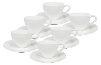 Immagine prodotto di Set di 6 pezzi - tazza e piattino in porcellana Elano 200 ml, bianco