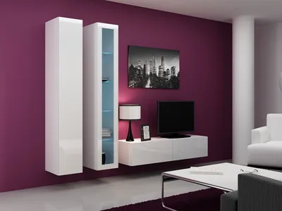 Image de Armoire murale avec éclairage LED blanc ASHTON 10 – blanc / blanc brillant