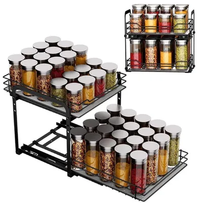 Obrázek produktu pro Regál na koření, výsuvný, 2 patra, kovový