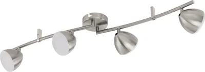 Produktbild von EGLO LED Spot CALVOS 1, 4-flammige Deckenleuchte, Deckenstrahler aus Stahl und Kunststoff, Flurlampe in nickel-matt, warmweiß