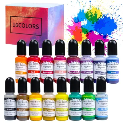 Gießpulver-Farbpigmente, 16 Farben à 10 ml, wasserbasiert