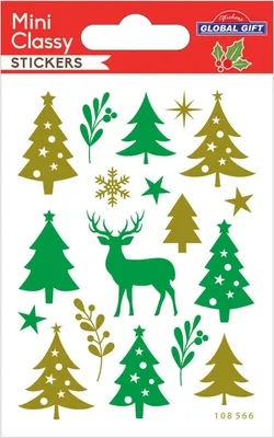 Produktbild von Sticker Weihnachten - Tannen und Rentier mit Glitter