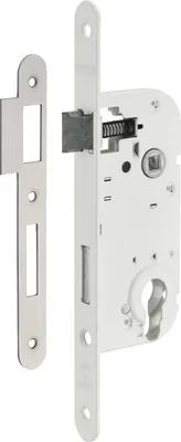 Image de Boitier de serrure encastrable à cylindre pour porte d'entrée, axe 40mm, bouts ronds, cylindre 30x30mm, blanc - THIRARD