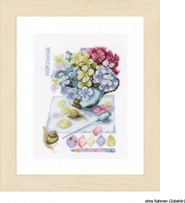 Produktbild von Auslaufmodell Lanarte Kreuzstichset "Hortensie Baumwolle Aida", Zählmuster