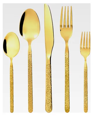 Produktbild von Besteckset Gold für 12 Personen, 60-teiliges Edelstahl Besteckset, Essbesteck mit Messer, Gabel und Löffel, Vintage Design & Spülmaschinenfest