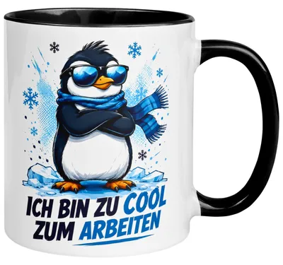 Produktbild von Tasse Pinguin – „Ich bin zu cool zum Arbeiten“ – lustiger Geschenk Becher für Kollegen