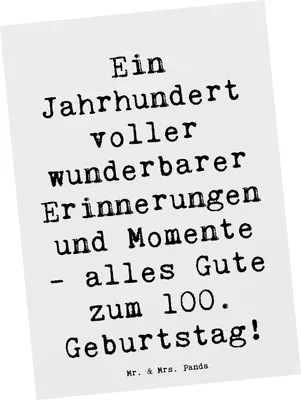 Produktbild von Mr. & Mrs. Panda Postkarte Spruch 100. Geburtstag Erinnerungen - Weiß - Geschenk, Ansichtskarten, Happy Birthday, Postkarten, Glückwunsch, herzliche Gratulation