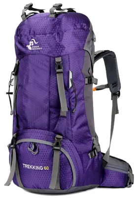 Produktbild von Bseash 60L Wasserdichter leichter Wanderrucksack mit Regenschutz, Outdoor Sport Tagesrucksack Multifunktions Reisetasche für Klettern Camping Reisen (Lila)