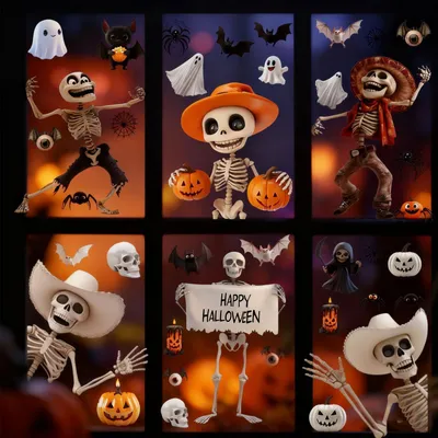 Zdjęcie produktu dla Naklejki okienne na Halloween, dekoracje, wodoodporne, samoprzylepne