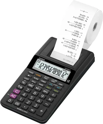 Immagine prodotto di Casio HR-8RCE - Druckrechner - LCD - 12 Stellen - Batterie - Schwarz (HR-8RCE-BK)