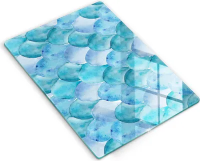 Produktbild von Glasschneideplatte - Herdabdeckplatte - 40x52 cm - Schneidebrett - Spritzschutz - Aquarellskala