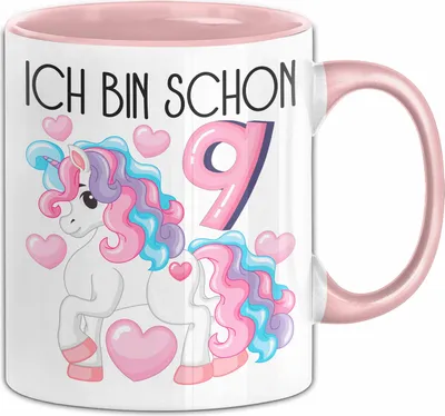 Produktbild von 9. Geburtstag Geschenk Tasse Becher Mädchen Tochter Geburtstagsgeschenk Einhorn Ich Bin Schon 9 (Rosa)