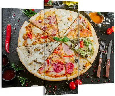 Produktbild von Bild auf Leinwand - Leinwandbild - Pizza Käse Tomaten - 130x100cm - Wand Bild - Wanddeko - Leinwanddruck - Bilder - Kunstdruck - Wanddekoration - Leinwand bilder - Wandkunst - CB130x100-4118