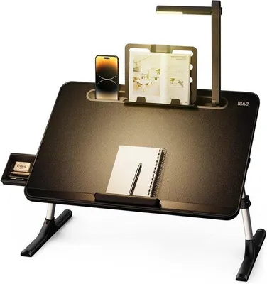 Image de Tablette pour ordinateur portable réglable avec lampe LED et tiroir