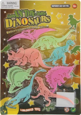 Produktbild von Farbenfrohe Wandaufkleber Dinosaurier, selbstklebend, leuchtet im Dunkeln, 8 Stück