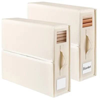 Produktbild von Aufbewahrungstasche für Bettwäsche - 2 Stück faltbarer Organizer aus Oxford-Stoff - Zur Aufbewahrung in Kleiderschrank Unterbett und Schubladen - Beige