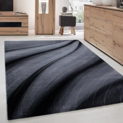 Produktbild von Modern Design Kurzflor Teppich Wohnzimmer Schlafzimmer Pflegeleicht, Größe: 80 x 300 cm, Farbe: Schwarz-6