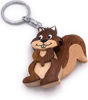 Image de Onwomania Porte-clés bois castor écureuil queue touffue rongeur pendentif mammifère Charm