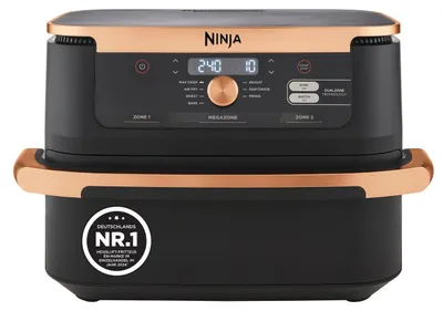 Immagine prodotto di Ninja Foodi FlexDrawer AF500EUCP Friggitrice ad aria doppia zona 7 in 1, 10,4 L - Nero/Rame
