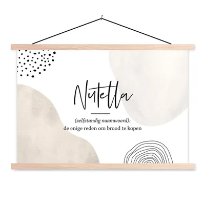 Produktbild von MuchoWow® Textilposter Nutella - Sprichwörter - Zitate - Nutella Definition - Wörterbuch 60x40 cm mit holzfarbenen Rahmen - Bilder
