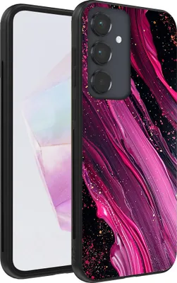 Produktbild von Handyhülle passend für Samsung Galaxy A35 mit Marmordruck - TPU Back Cover Case Marble Design - Lila Pink
