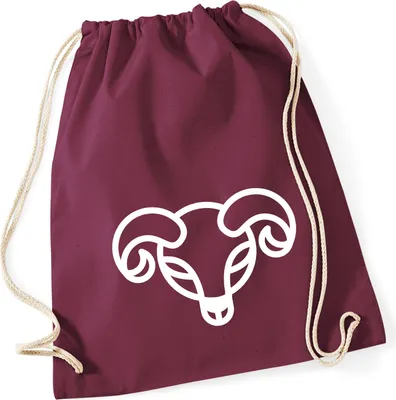 Produktbild von Huuraa Turnbeutel Widder Sternzeichen Symbol 12 Liter Burgundy Baumwolle Rucksack Geschenkidee