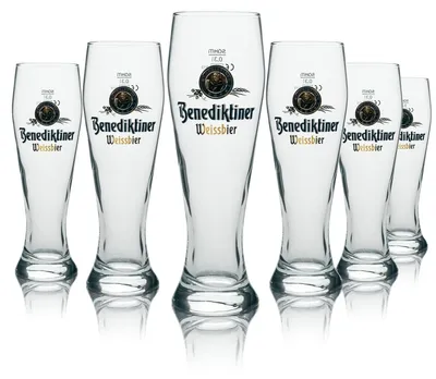 Produktbild von 6x Benediktiner Glas 0,3l Weißbier Hefe Kristall Weizen Gläser Gastro Geeicht