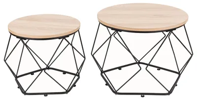 Produktbild von home24 Beistelltisch - 2er-Set - Eiche Nachbildung / Schwarz