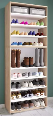 Produktbild von VCM Holz-Schuhregal | Maße: H. 183 x B. 70 x T. 37 cm| Allzweckschrank | 9 Fächer | ohne Türen | – Lona